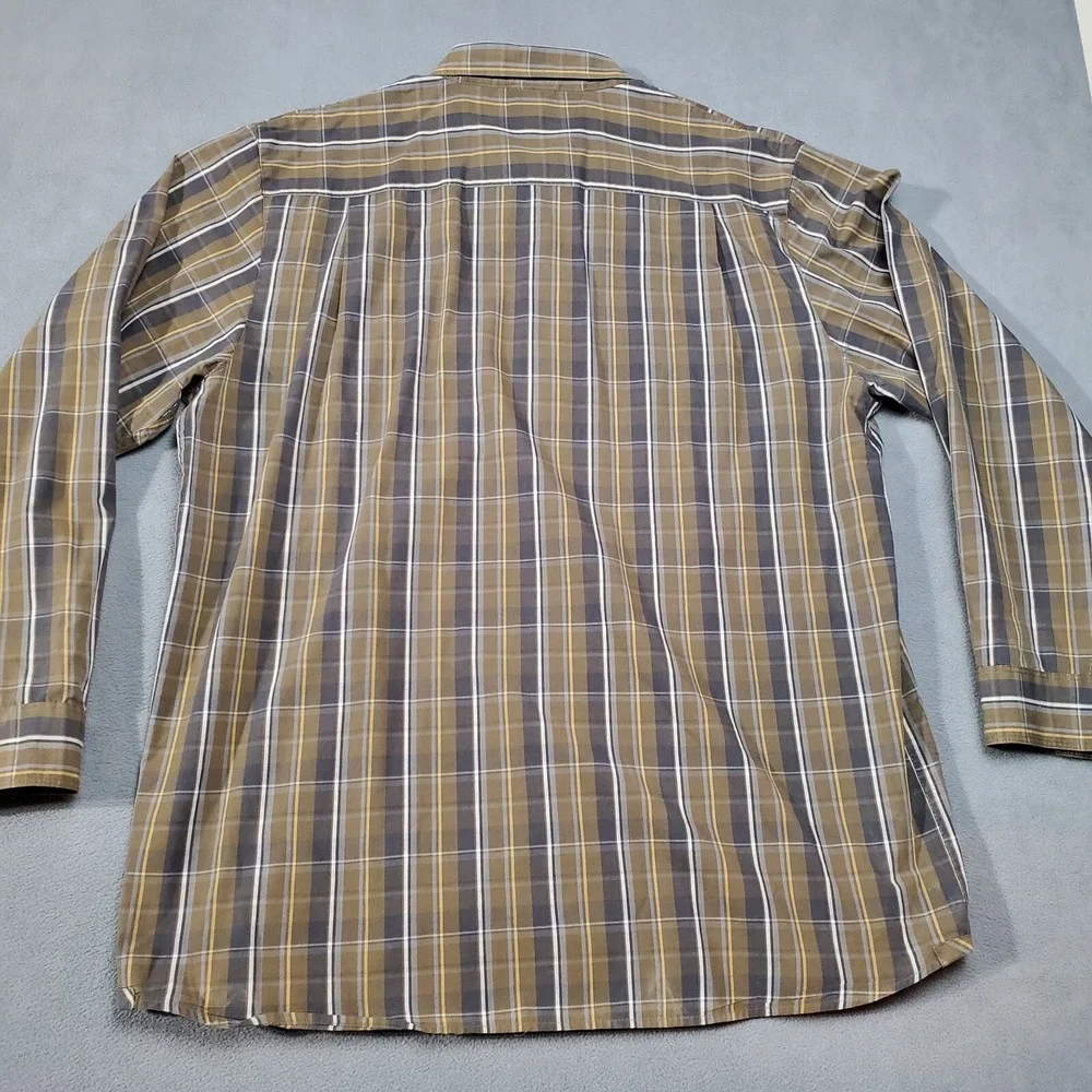 The North Face Button-Up Mens XL Brown Excellent Plaid Hiking Long Sleeve Shirt